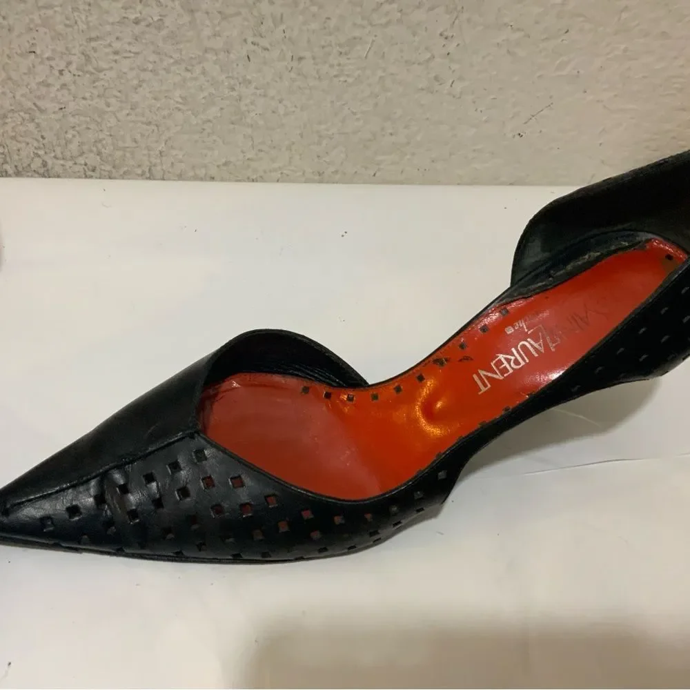 Saint Laurent black Perforated Leather D'orsay Pumps Size 39 - Picture 5 of 15